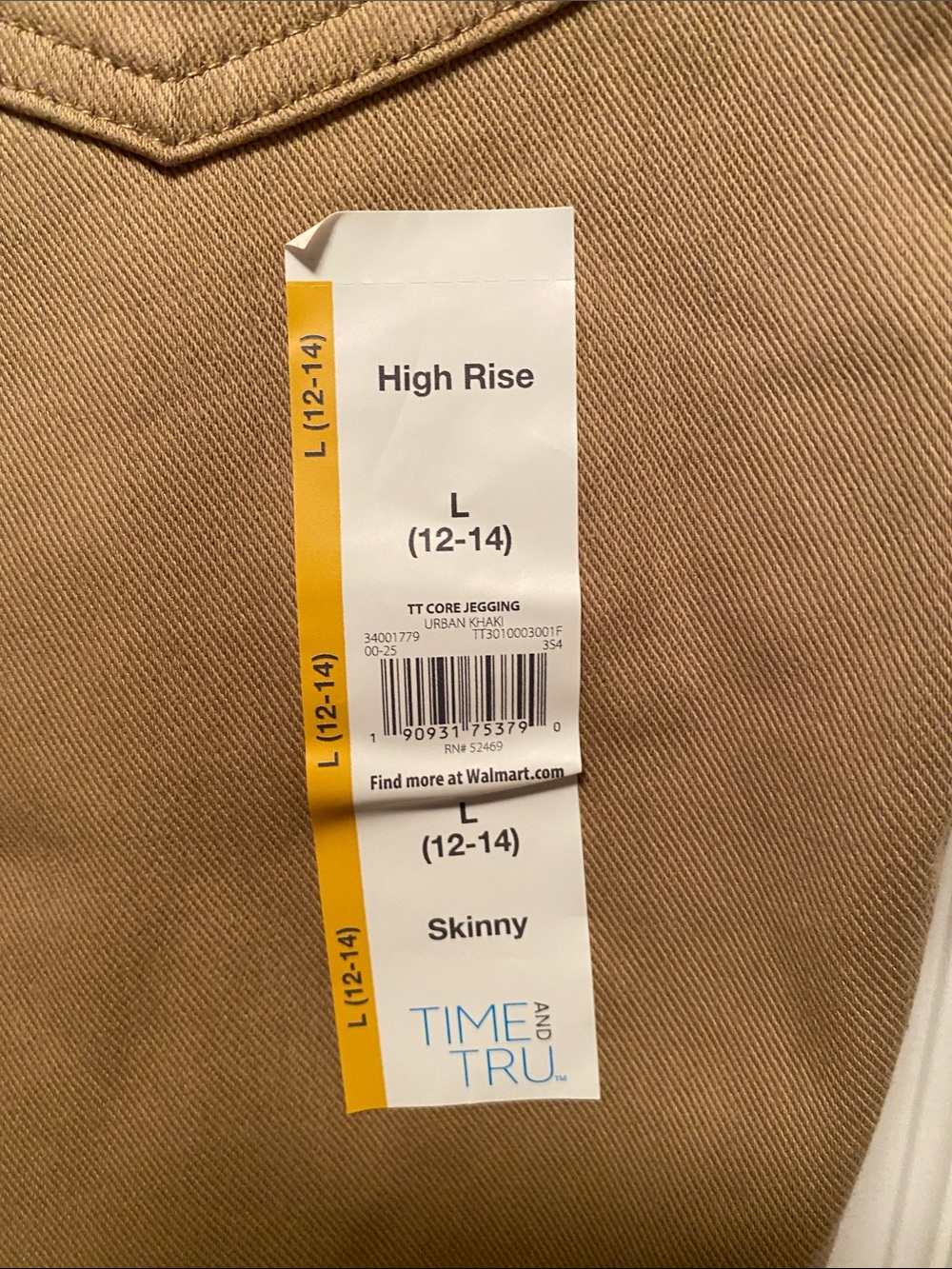 Time and Tru High-Rise Skinny Jeggings Bundle of 2 in Khaki…size L (12-14) - Picture 5 of 6